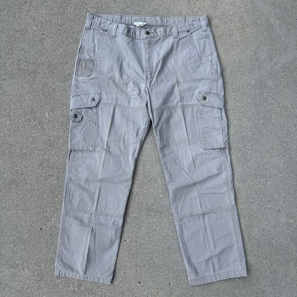 Carhartt Gray Relaxed Fit Ripstop Cargo Work Pants B342 DES 42x32 - Picture 1 of 7